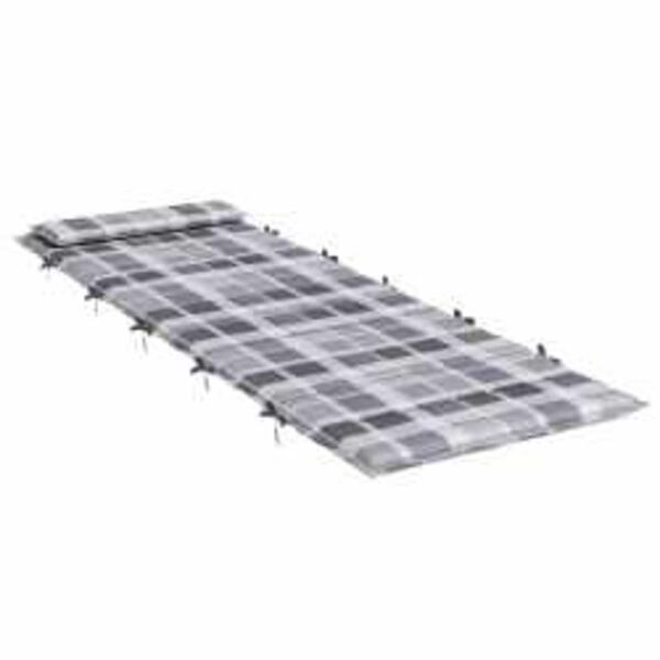 vidaXL Sun Lounger Cushion Plaid Gray 178 x 60 x 4 cm Oxford Fabric