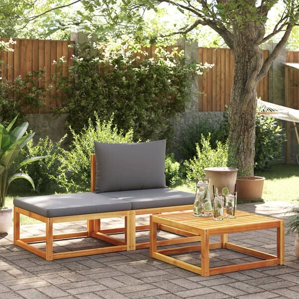 vidaXL 3 Piece Garden Sofa Set with Cushions Wood Acacia&Rope