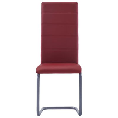 vidaXL Cantilever Dining Chairs 4 pcs Red Faux Leather