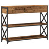 vidaXL Console Table with Drawer with Shelf Old wood 100 x 28 x 75 cm