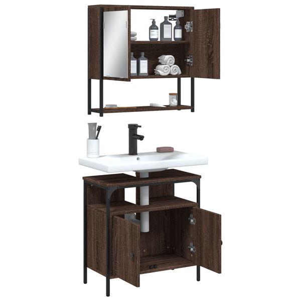 vidaXL Bathroom Furniture Set Brown oak Engineered wood Medium