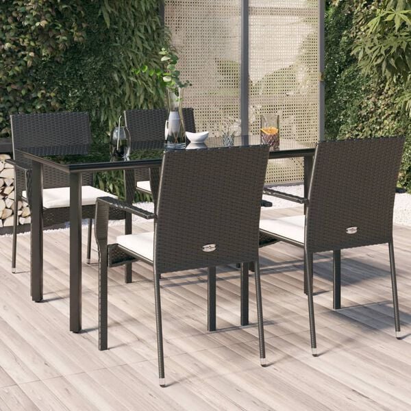 vidaXL Garden Dining Set Black PE rattan Medium Modular