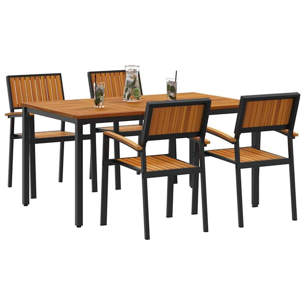 vidaXL Garden Dining Set 5 pcs Black and brown 59.1" x 35.4" x 29.5