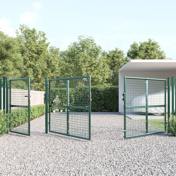 vidaXL Mesh Garden Gate Green 157.5x49.2" Galvanised Steel