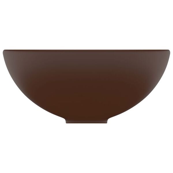 vidaXL Luxury Bathroom Basin Round Matt Dark Brown 12.8x5.5" Ceramic