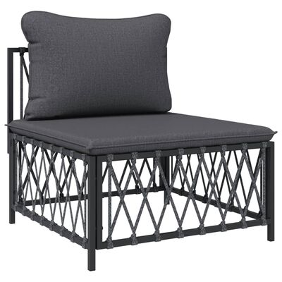 vidaXL 3 Piece Patio Lounge Set with Cushions Anthracite Steel