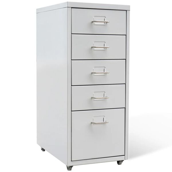 vidaXL Drawer Unit Grey Steel Medium Filing Cabinet Rectangular
