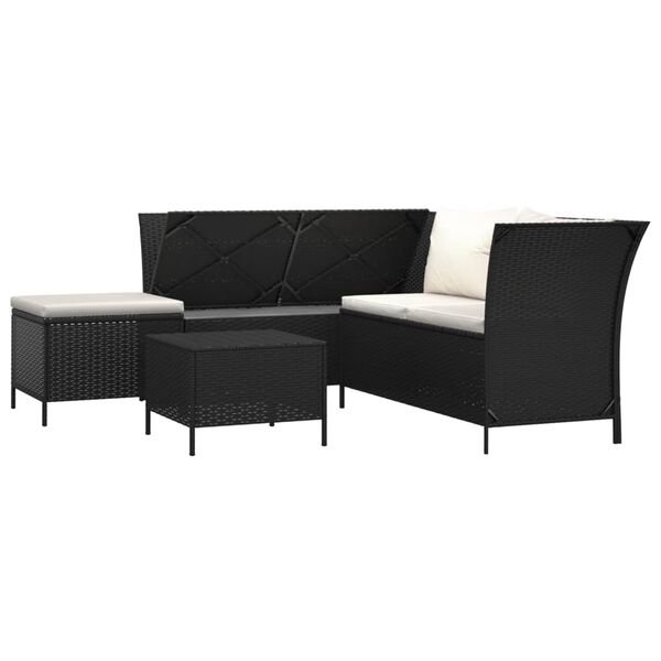 vidaXL Garden Lounge Set Black, Cream White