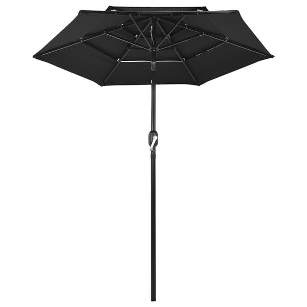 vidaXL Parasol Black Polyester, powder-coated aluminum 78.7 in diameter