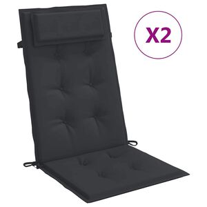 vidaXL Highback Chair Cushion Set of 2 Black Oxford fabric, Foam fiber