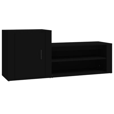 vidaXL Shoe Cabinet Black 51.2"x13.8"x21.3" Engineered Wood