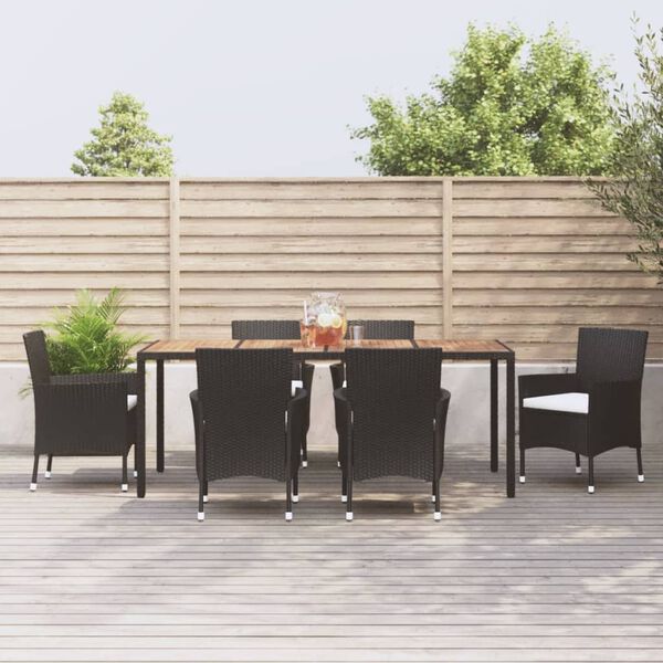 vidaXL Garden Dining Set Black Poly Rattan Large Seats Many