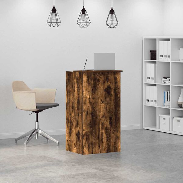 vidaXL Reception Desk Smoked Oak Engineered Wood Medium Reception Desk