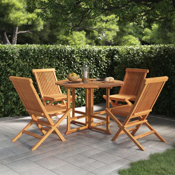 vidaXL Outdoor Dining Set Teak Solid teak wood Medium Foldable