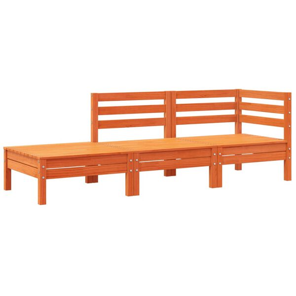 vidaXL Garden Sofa Wax Brown, Cream Solid Pine Wood Large 2-Seater