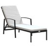 vidaXL Sun Lounger With Table Set of 3 Black and Cream White