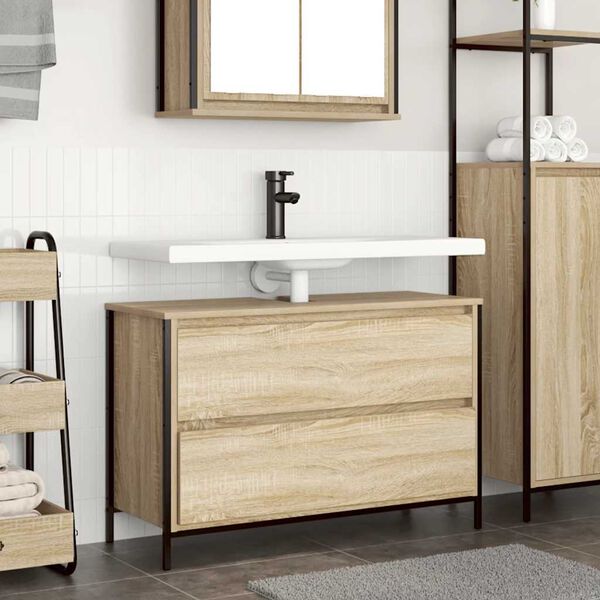 vidaXL Bathroom Basin Cabinet Sonoma Oak Engineered Wood Medium