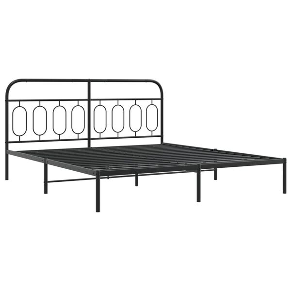 vidaXL Bed Frame Black Steel Super King Metal Bed Frame Durable