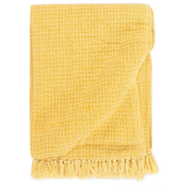 vidaXL Throw Mustard Yellow 100% Cotton 49.2 in x 59.1 in Throw Blanket