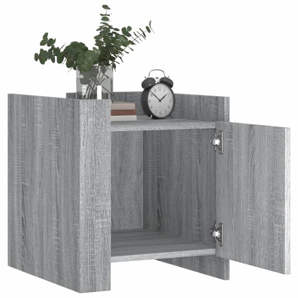 vidaXL Bedside Cabinet Grey Sonoma Engineered Wood 17.7 x 19.7 x 19.7 in