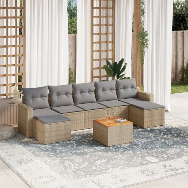 vidaXL Garden Sofa Set Mix Beige PE Rattan Large Modular