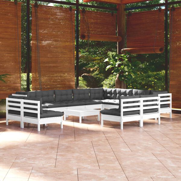 vidaXL Garden Lounge Set White, Anthracite