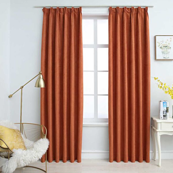 vidaXL Blackout Curtains with Hooks 2 pcs Rusty 55.1x68.9"