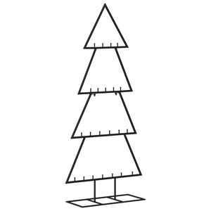 vidaXL Metal Christmas Tree Black Powder-coated steel Medium Hooks