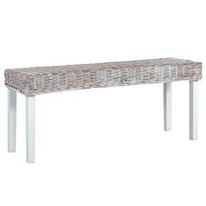 vidaXL Bench White Kubu rattan, Solid mango wood 43.3 in Durable Bench