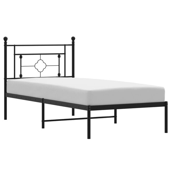 vidaXL Bed Frame Black Powder-Coated Steel Twin Bed Frame Rectangular