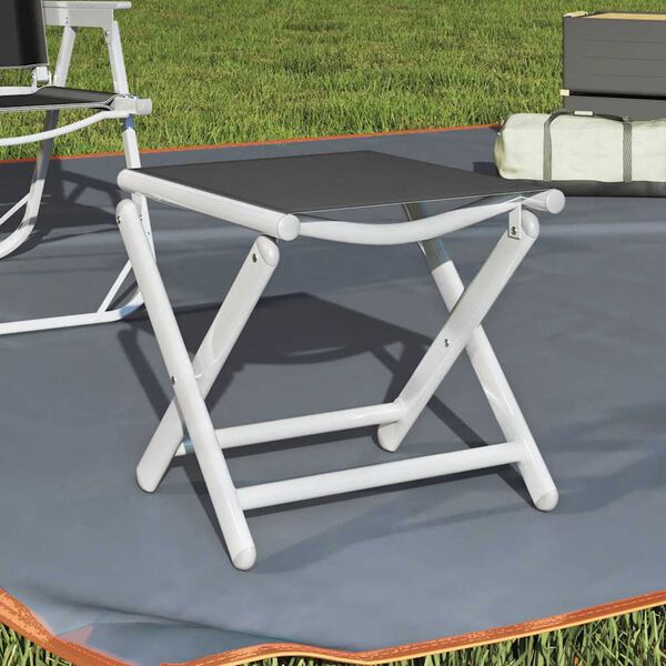 vidaXL Footrest Black and Silver Aluminum, Textilene Compact Foldable