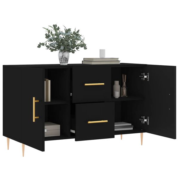 vidaXL Sideboard Black Engineered wood, Metal Medium Sideboard