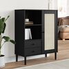 vidaXL Highboard Black Solid pine wood, engineered wood, poly rattan
