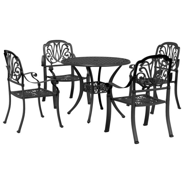 vidaXL Garden Dining Set Black Cast Aluminum Medium Ergonomic