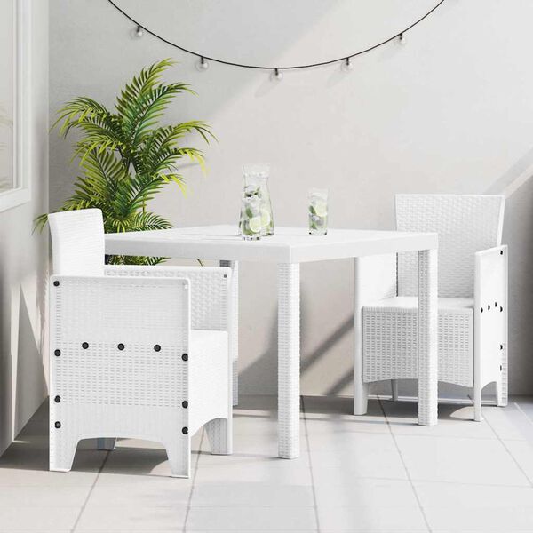 vidaXL Garden Dining Set 3 pcs White Polt rattan