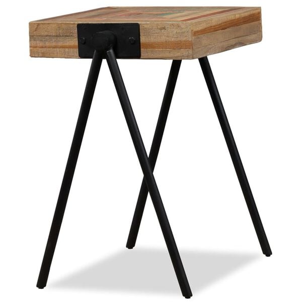 vidaXL Side Table Durable Rectangular Industrial Teak Wood Accent Table