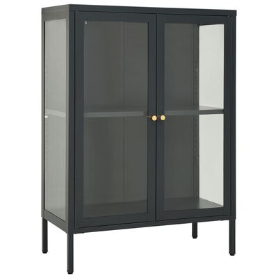 vidaXL Sideboard Anthracite 29.5"x13.8"x41.3" Steel and Glass