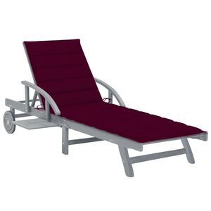vidaXL Sunlounger Grey Solid Acacia wood Standard Adjustable Armrests