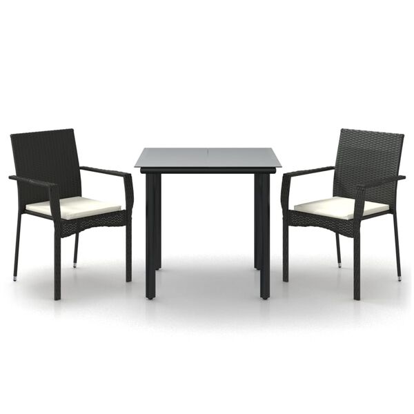 vidaXL Garden Dining Set Black Poly Rattan Regular Modular