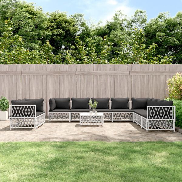 vidaXL Garden Lounge Set White, Dark Grey