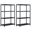 vidaXL Storage Shelf Racks 2 pcs Black 485 lb 35.4"x15.7"x54.3" Plastic