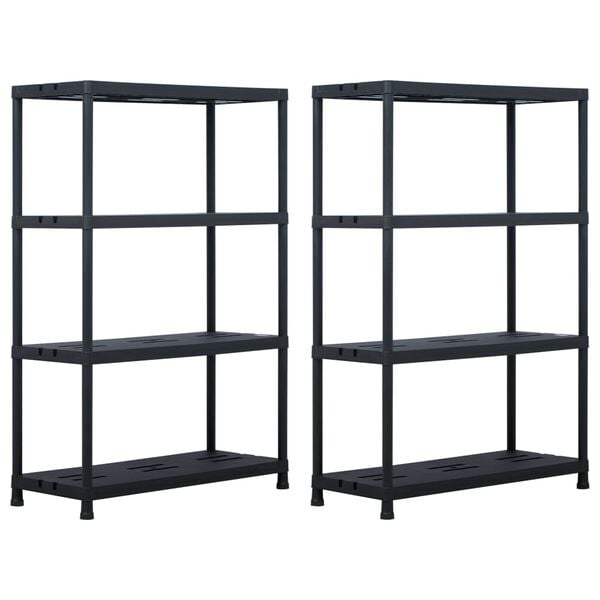 vidaXL Storage Shelf Racks 2 pcs Black 485 lb 35.4"x15.7"x54.3" Plastic