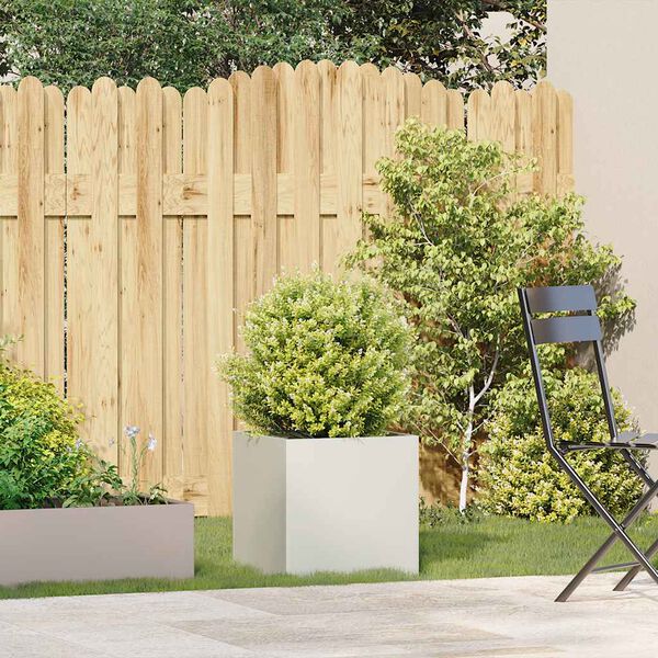 vidaXL Planter White Cold-rolled Steel Large Durable Planter Square