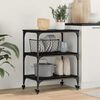 vidaXL Kitchen Trolley Black Oak 23.62 x 16.14 x 29.92 in