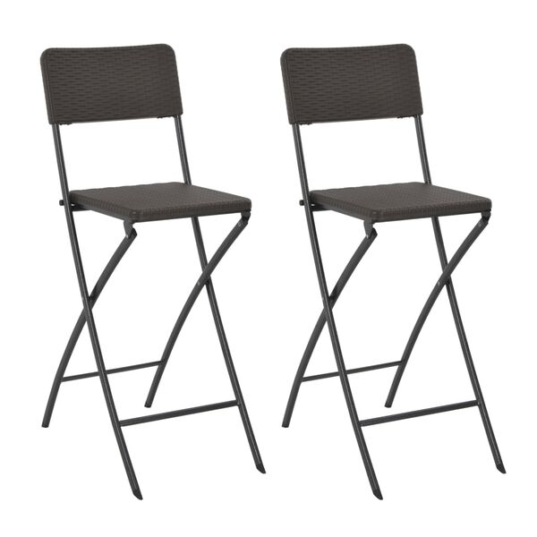 vidaXL Bar Chair Set of 2 Brown HDPE and powder-coated steel Standard