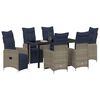 vidaXL Table and Chair Set with Cushion 7 pcs Grey PE Rattan