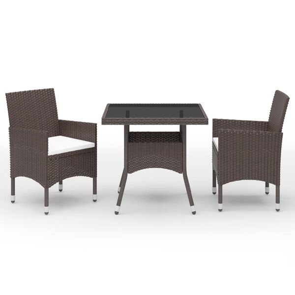 vidaXL Dining Set Brown Poly rattan Medium Removable Covers Dining Set