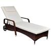 vidaXL Rattan Sun Bed Brown Poly Rattan Standard Adjustable Armrests