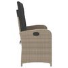 vidaXL Reclining Patio Bench with Cushions Light Gray Poly Rattan