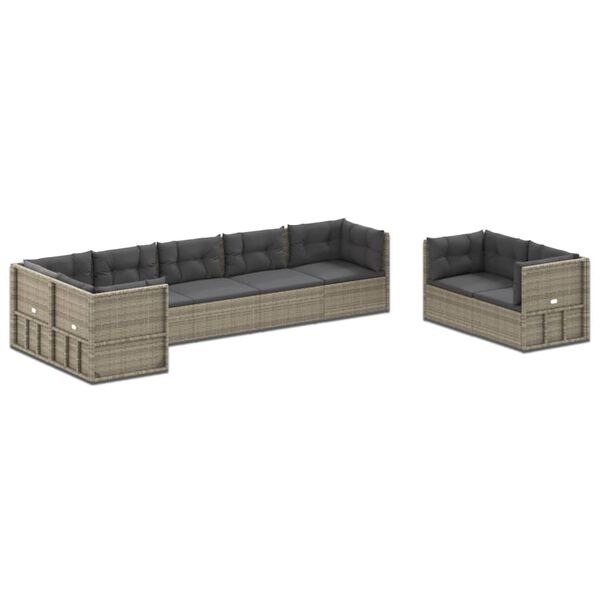 vidaXL Garden Lounge Set Grey PE Rattan Modular Garden Lounge Set